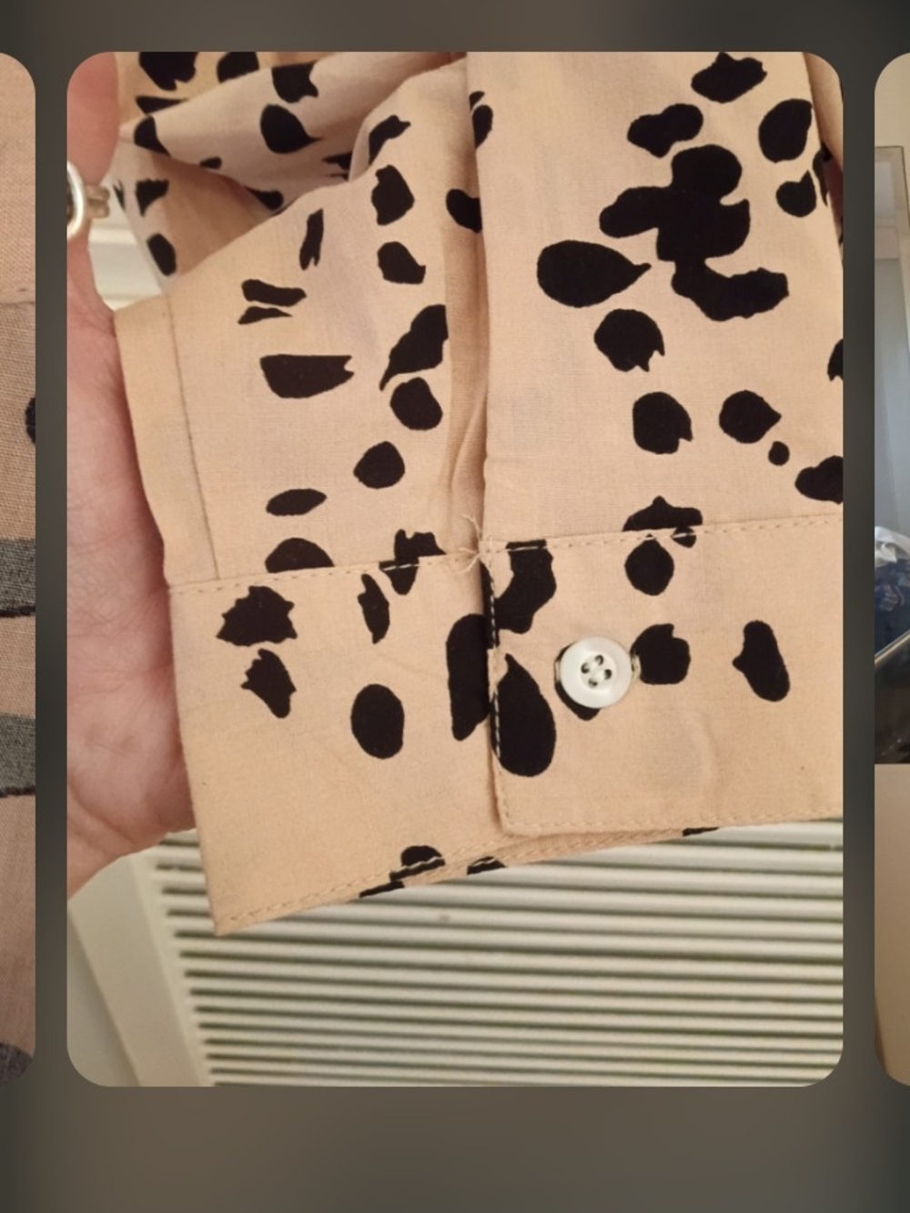 Beige Dalmatian-Spot Button Front Knot Blouse - Picture 4 of 5